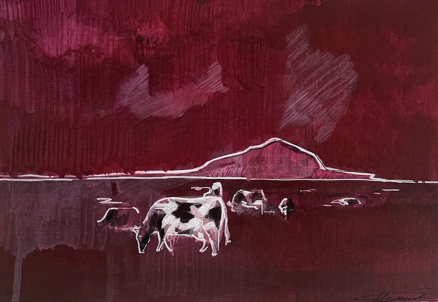 Зображення ""On the pasture"" від Lesya Mykhniuk, розмір: 21x30, матеріали: acrylic on paper, медіум: Живопис